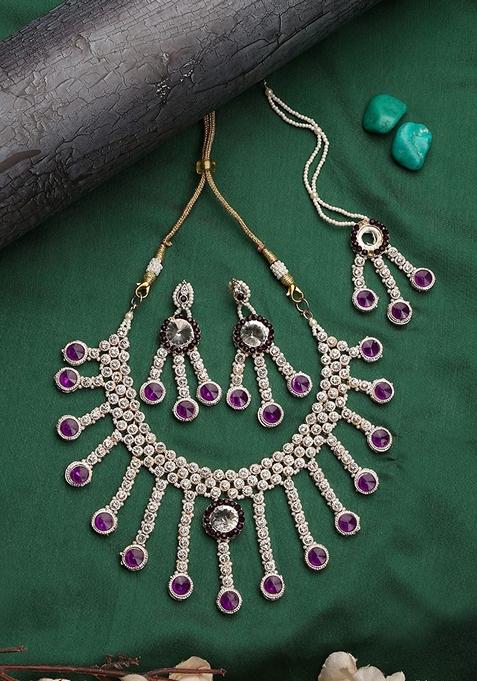 Brass Purple Jewelry Set  Timeless Elegance In Regal Purple