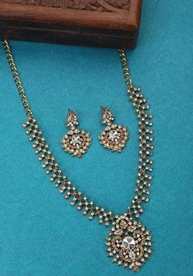 Gold Plated Lct And White Stone Studded Jewellery Set
