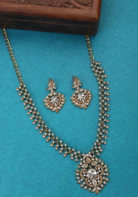 Gold Plated Lct And White Stone Studded Jewellery Set