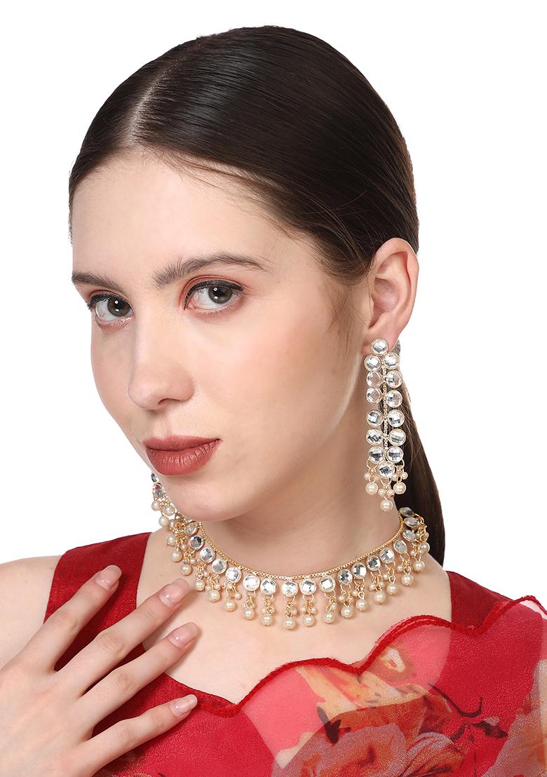 Traditional Gold Plated Pearl Jewellery Set