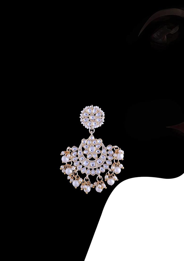 Gold Plated Traditional Pearl Kundan Studded Jewellery Necklace Set With Maang Tikka