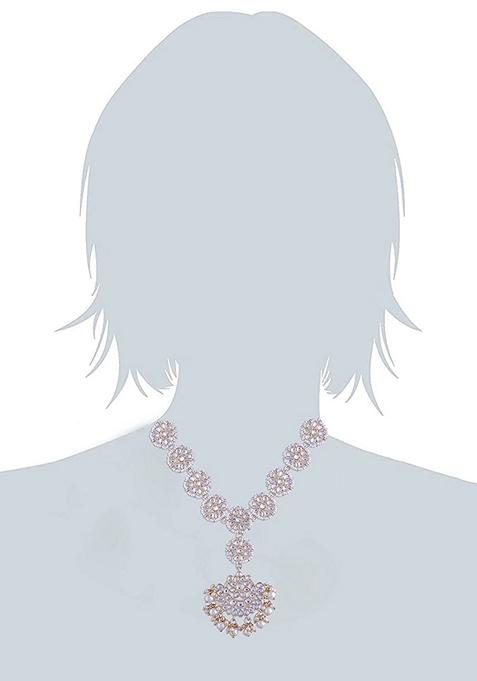 Gold Plated Traditional Pearl Kundan Studded Jewellery Necklace Set With Maang Tikka