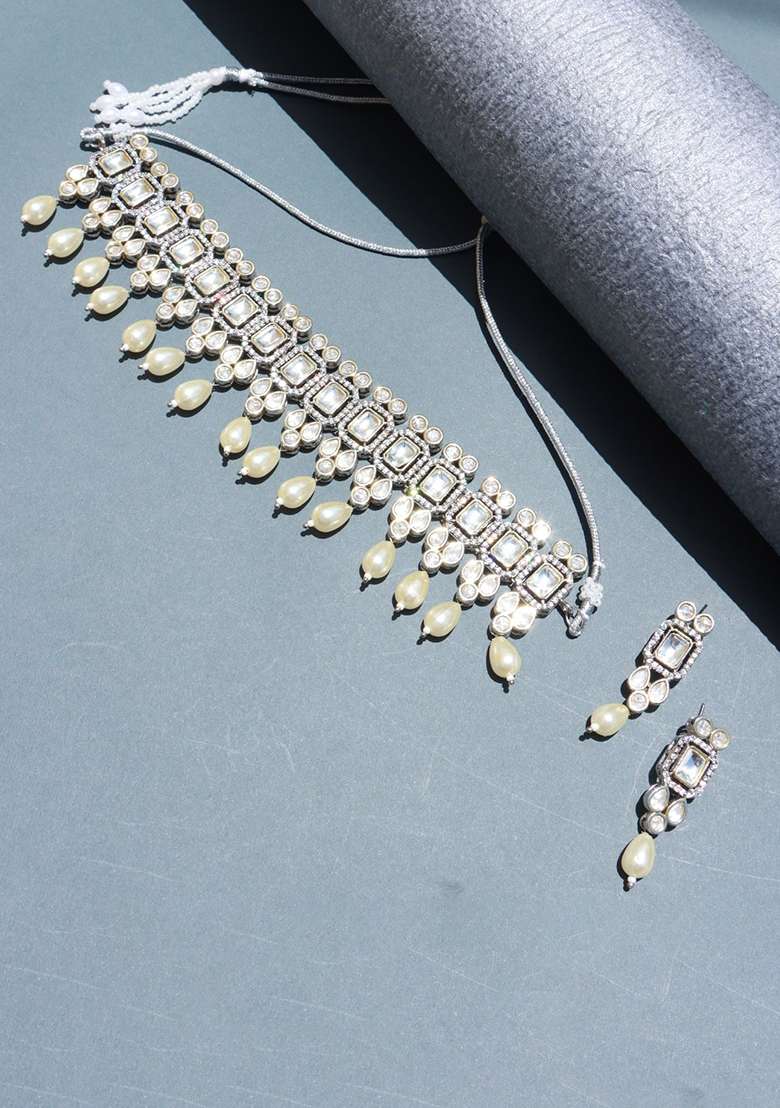 Polki Kundan Necklace Set - Indya