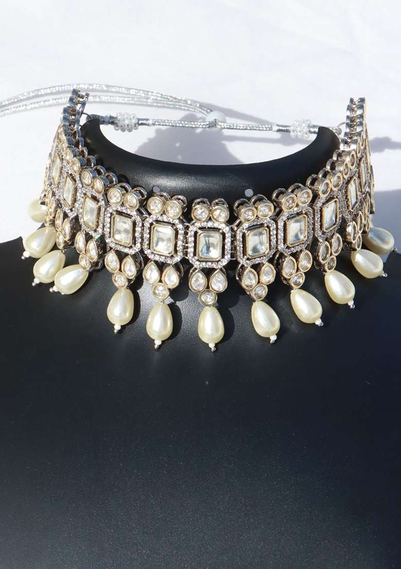 Polki Kundan Necklace Set - Indya