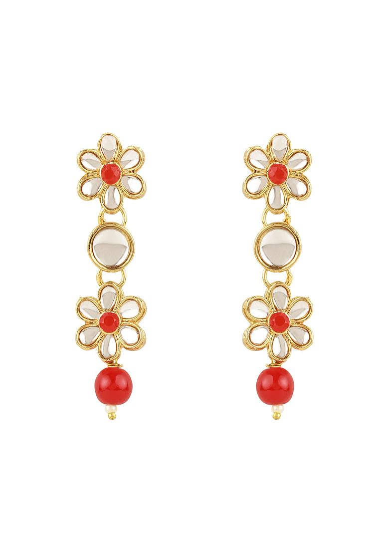 Gold Plated Traditional Kundan Studded Bridal Choker Necklace And Drop Earrings Jewellery Set