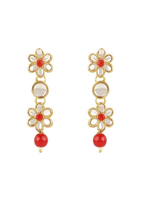 Gold Plated Traditional Kundan Studded Bridal Choker Necklace And Drop Earrings Jewellery Set