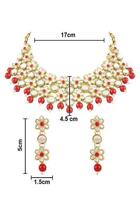 Gold Plated Traditional Kundan Studded Bridal Choker Necklace And Drop Earrings Jewellery Set