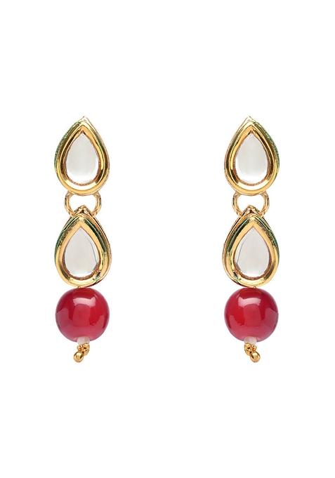 Gold Plated Traditional Kundan And Pearl Necklace Jewellery Set With Earrings