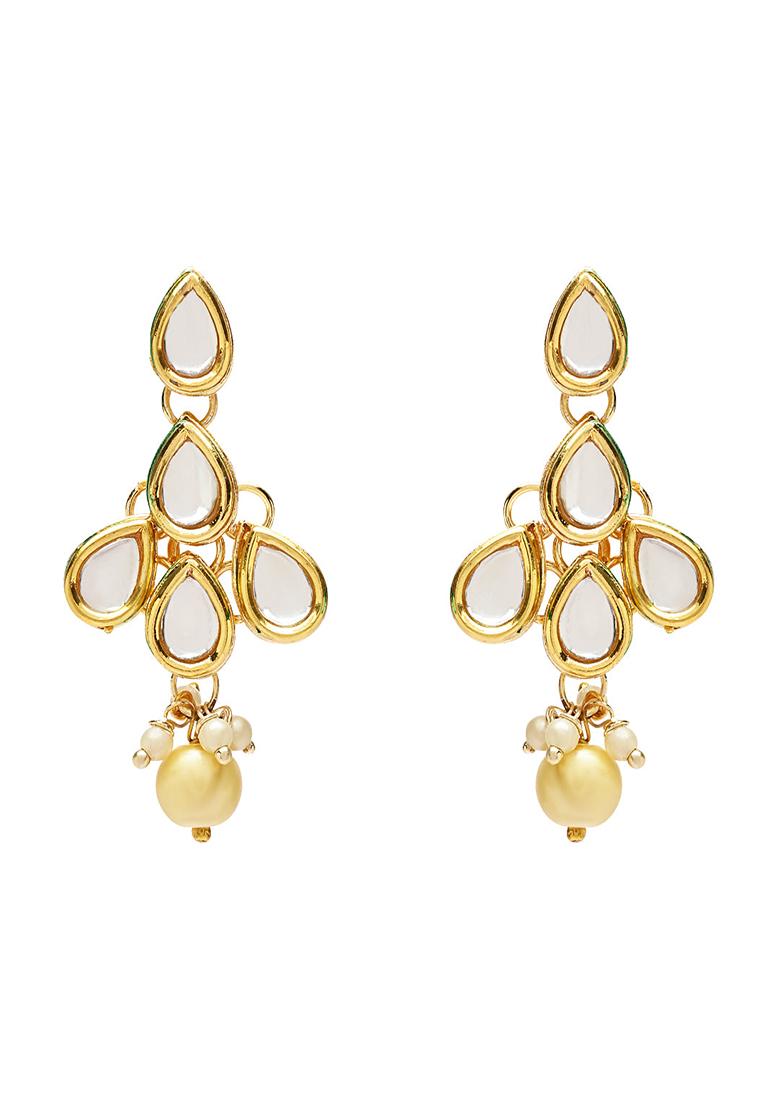 Gold Plated Traditional Kundan And Pearl Choker Necklace Jewellery Set With Earrings