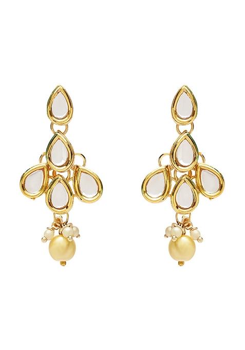 Gold Plated Traditional Kundan And Pearl Choker Necklace Jewellery Set With Earrings