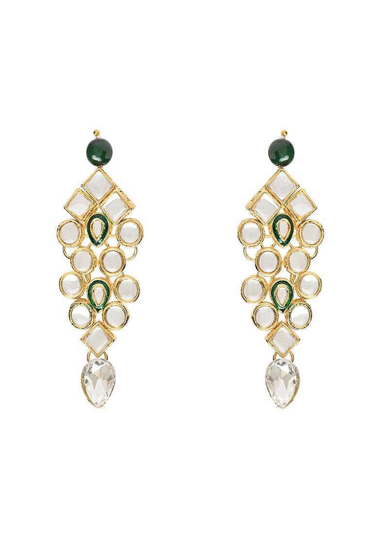 Gold Plated Traditional Kundan And Pearl Choker Necklace Jewellery Set With Earrings