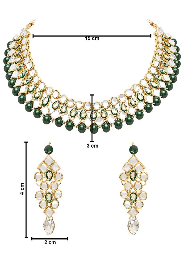 Gold Plated Traditional Kundan And Pearl Choker Necklace Jewellery Set With Earrings