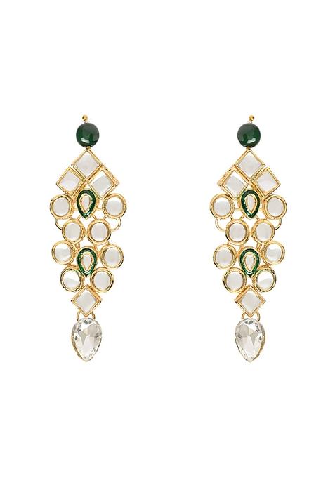 Gold Plated Traditional Kundan And Pearl Choker Necklace Jewellery Set With Earrings