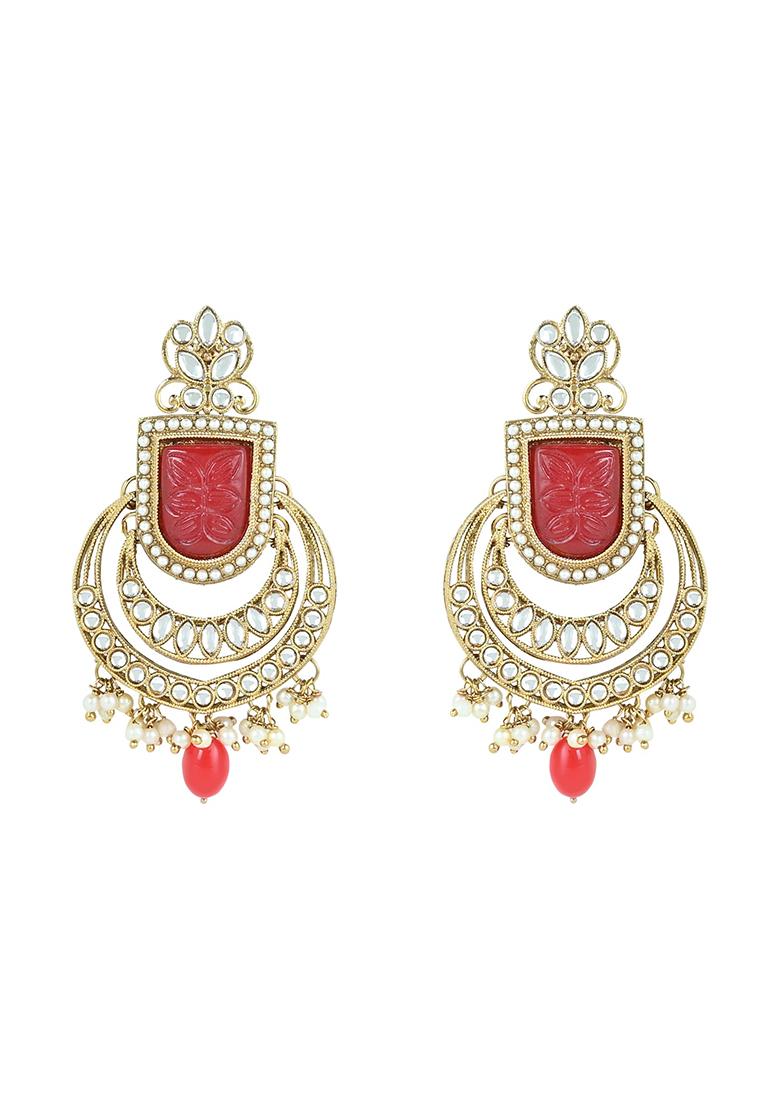 Gold Plated Traditional Pearl Kundan And Stone Studded Jewellery Necklace Set With Maang Tikka