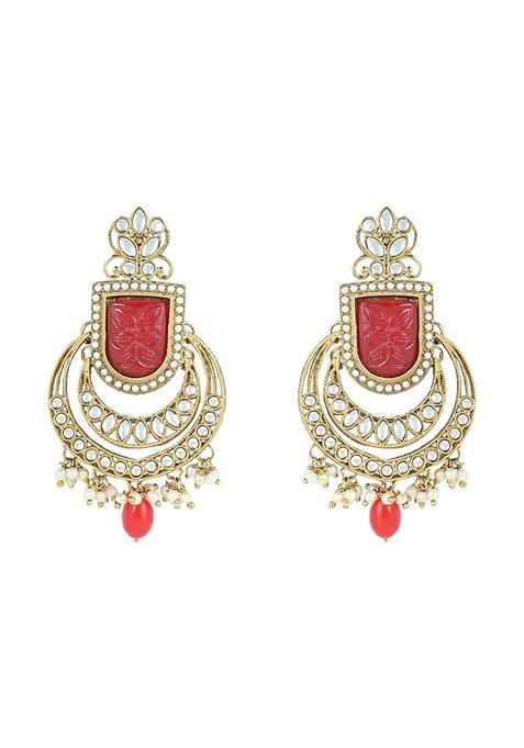 Gold Plated Traditional Pearl Kundan And Stone Studded Jewellery Necklace Set With Maang Tikka