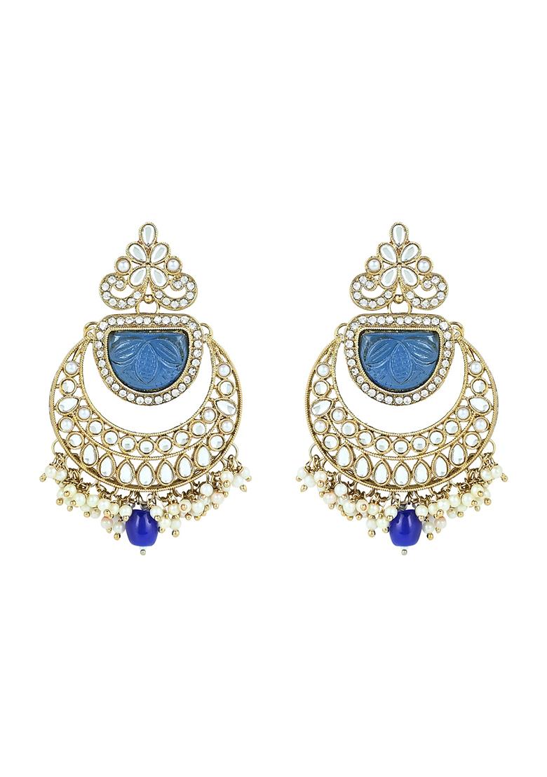 Gold Plated Traditional Pearl Kundan And Stone Studded Jewellery Necklace Set With Maang Tikka