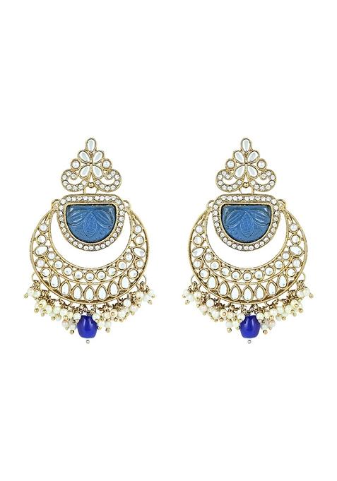 Gold Plated Traditional Pearl Kundan And Stone Studded Jewellery Necklace Set With Maang Tikka