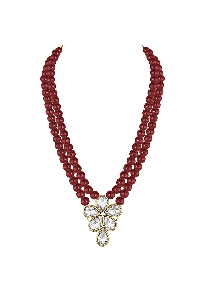 Gold Plated Traditional Kundan And Pearl Studded Necklace Jewellery Set