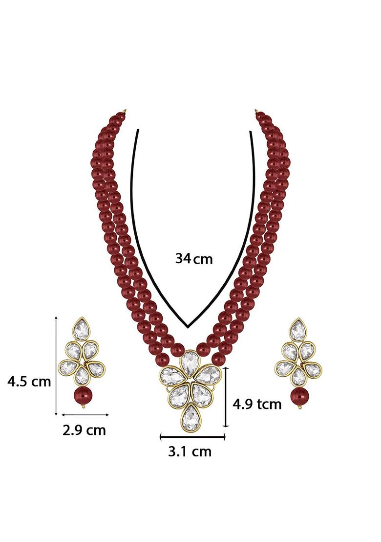 Gold Plated Traditional Kundan And Pearl Studded Necklace Jewellery Set