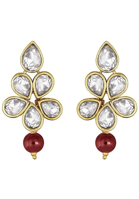 Gold Plated Traditional Kundan And Pearl Studded Necklace Jewellery Set