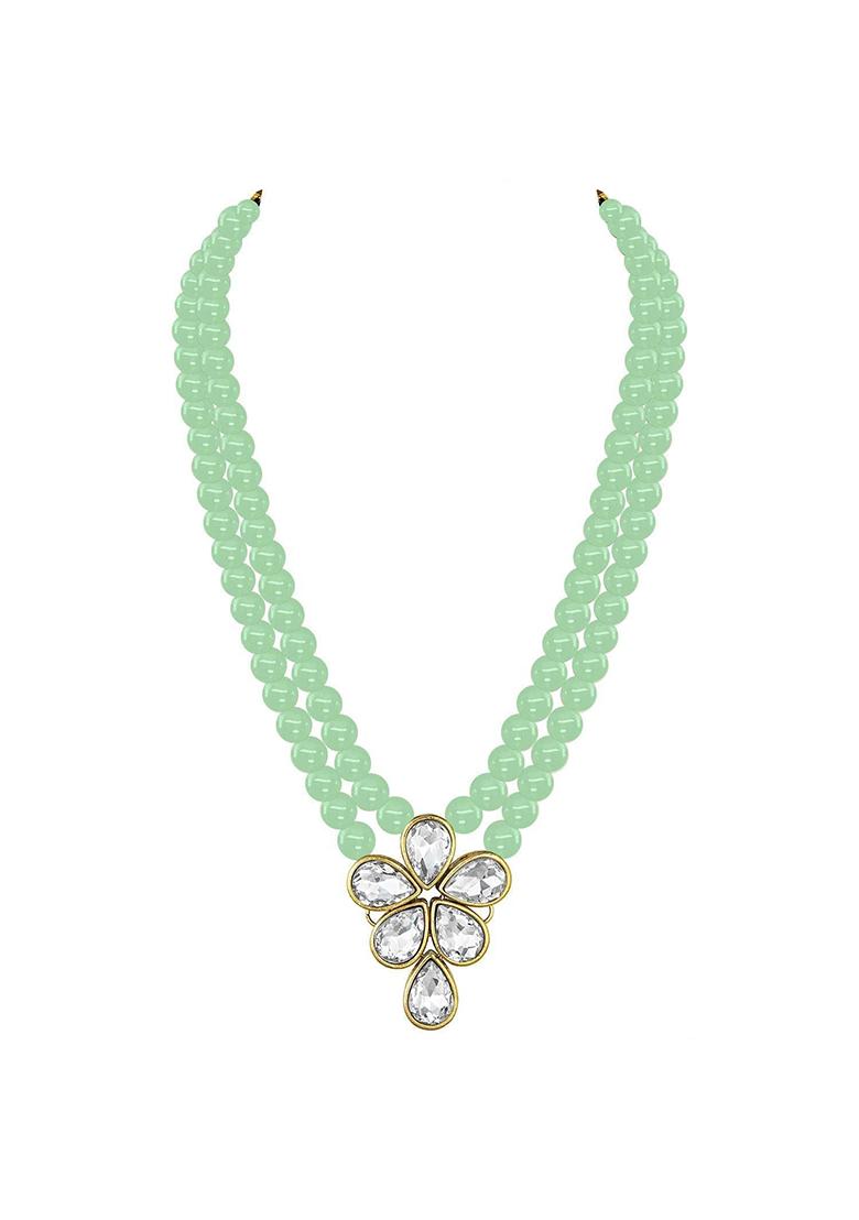 Gold Plated Traditional Kundan And Pearl Studded Necklace Jewellery Set