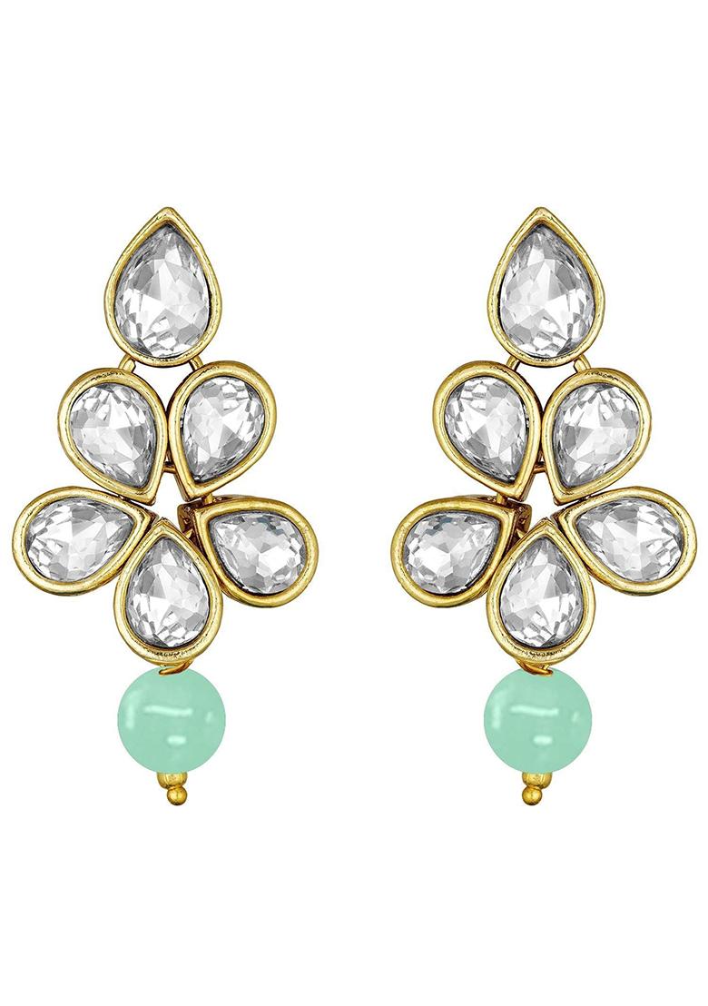 Gold Plated Traditional Kundan And Pearl Studded Necklace Jewellery Set