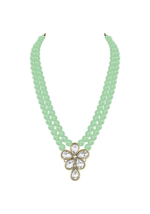 Gold Plated Traditional Kundan And Pearl Studded Necklace Jewellery Set