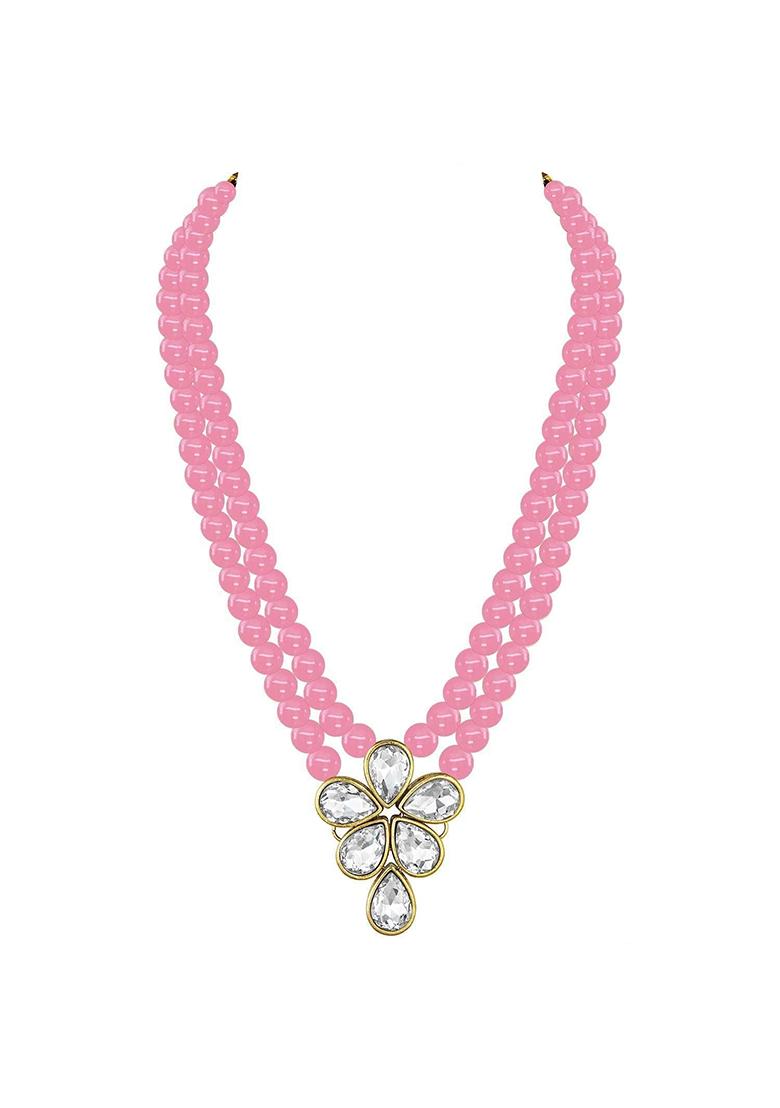 Gold Plated Traditional Kundan And Pearl Studded Necklace Jewellery Set