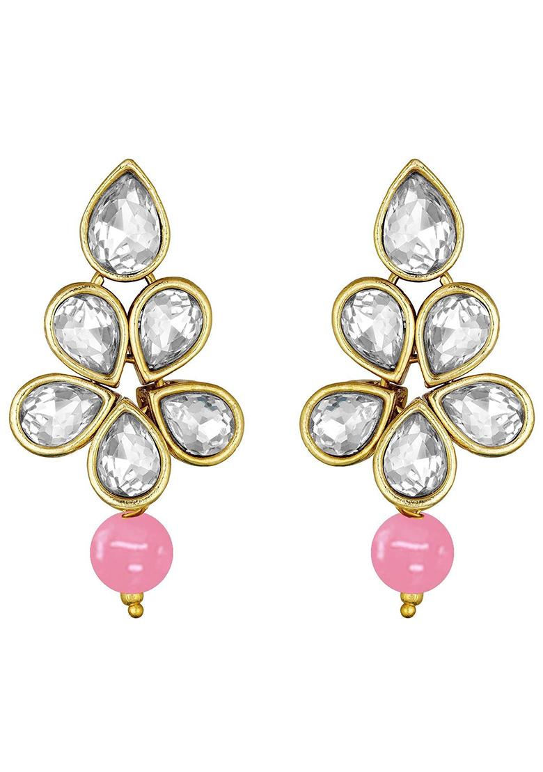 Gold Plated Traditional Kundan And Pearl Studded Necklace Jewellery Set