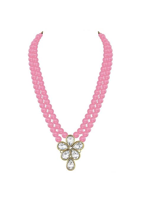 Gold Plated Traditional Kundan And Pearl Studded Necklace Jewellery Set