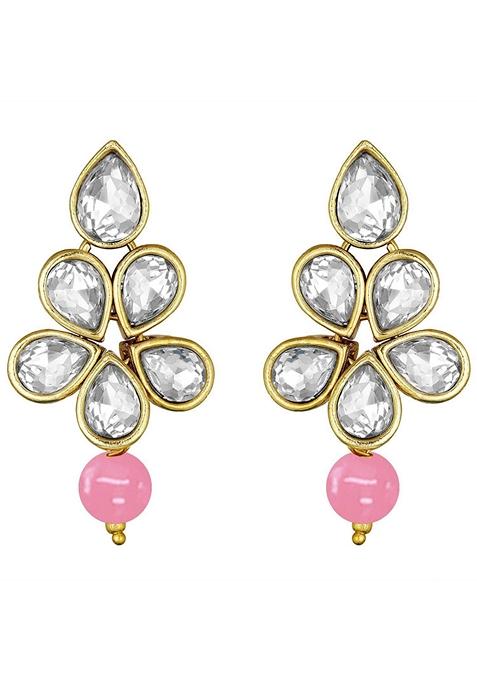 Gold Plated Traditional Kundan And Pearl Studded Necklace Jewellery Set