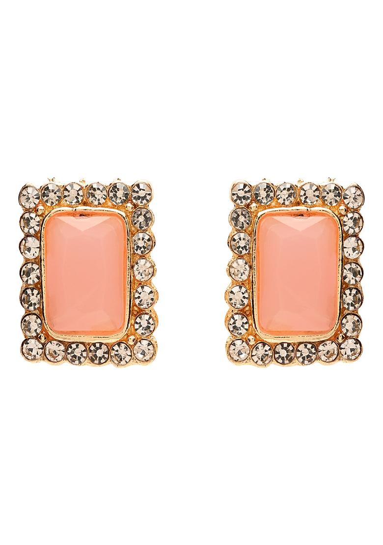 Gold Plated Traditional Stone Studded Multi Strand Long Pearl Necklace Jewellery With Stud Earrings Set