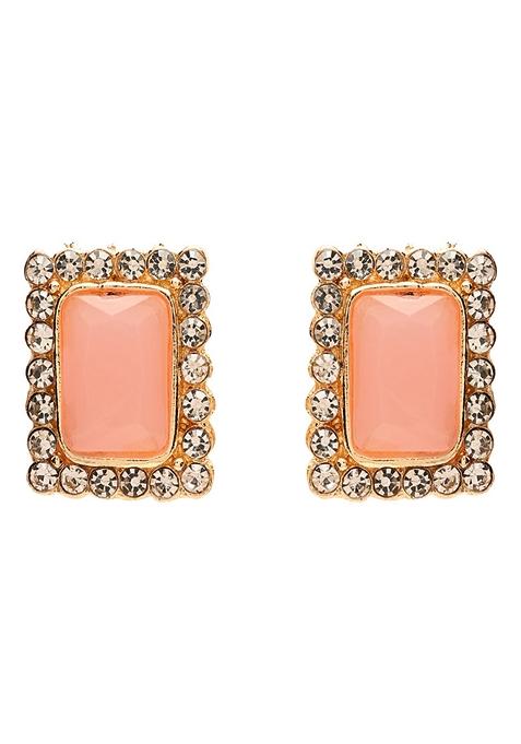 Gold Plated Traditional Stone Studded Multi Strand Long Pearl Necklace Jewellery With Stud Earrings Set