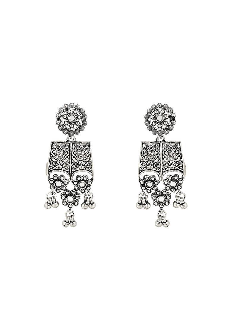 Navratri Ethnic Silver Oxidized Traditional Afghani Choker Necklace Jewellery Set