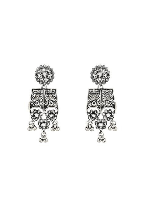 Navratri Ethnic Silver Oxidized Traditional Afghani Choker Necklace Jewellery Set