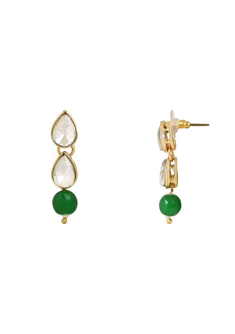 Gold Plated Traditional Kundan And Pearl Necklace Jewellery Set With Earrings - Indya