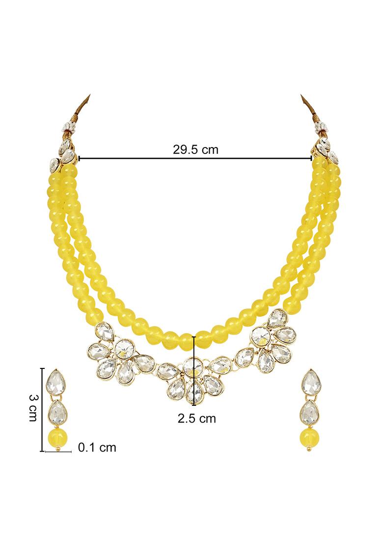 Gold Plated Traditional Kundan And Pearl Necklace Jewellery Set With Earrings