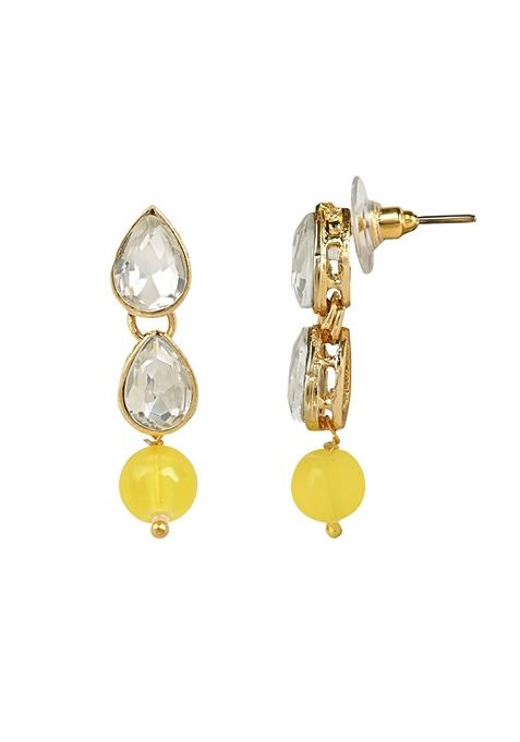 Gold Plated Traditional Kundan And Pearl Necklace Jewellery Set With Earrings