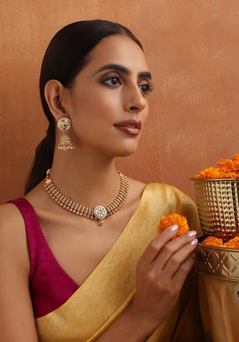 Gold Toned Temple Necklace Set