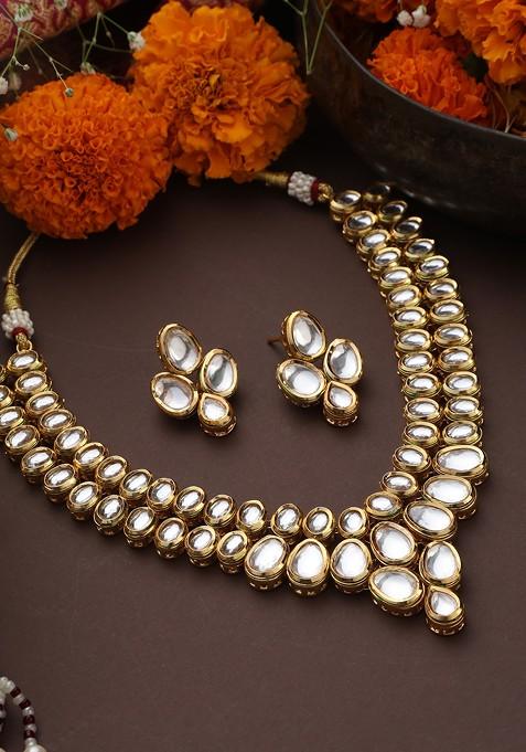 Gold Toned Kundan Necklace Set