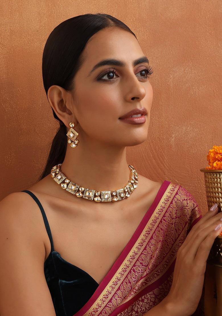 Gold Toned Kundan Necklace Set