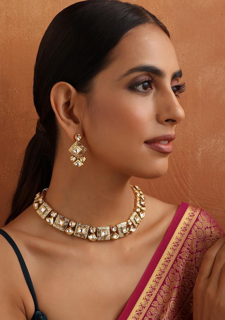 Gold Toned Kundan Necklace Set