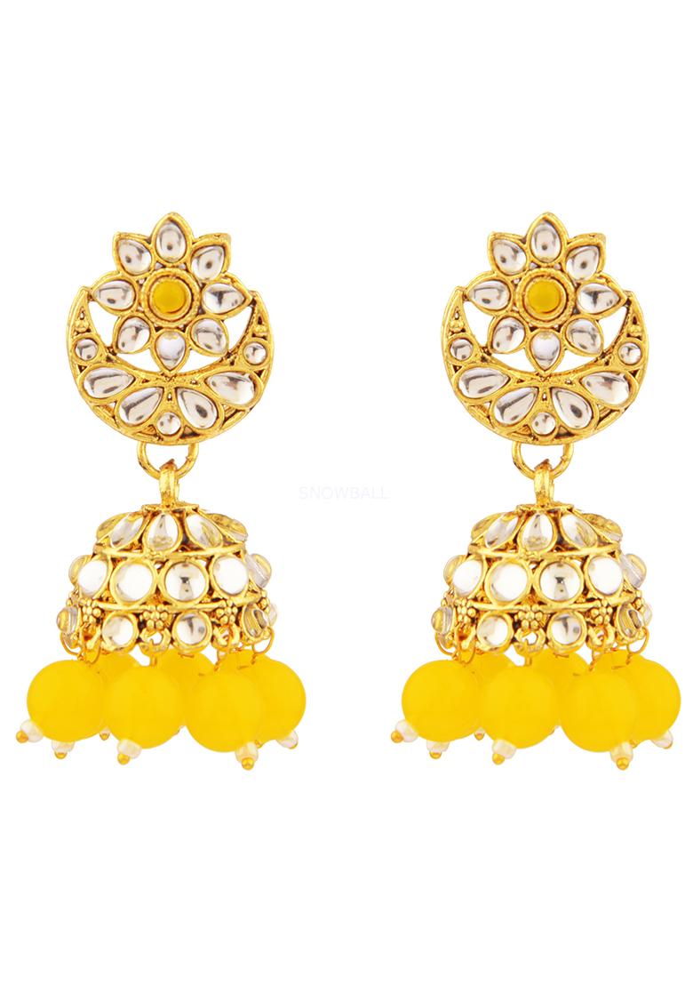 Yellow Kundan Bead Necklace Set