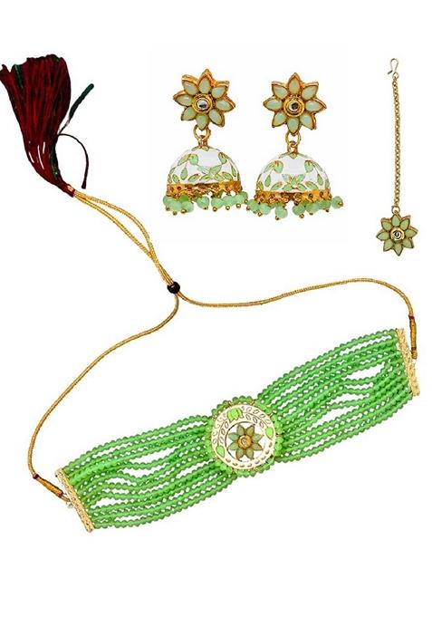 Mint Green Meenakari Choker Necklace Set