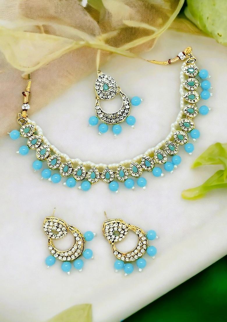 Indian Jewelry Blue And Gold Jewelry Sets Blue Full Bridal Jewelry