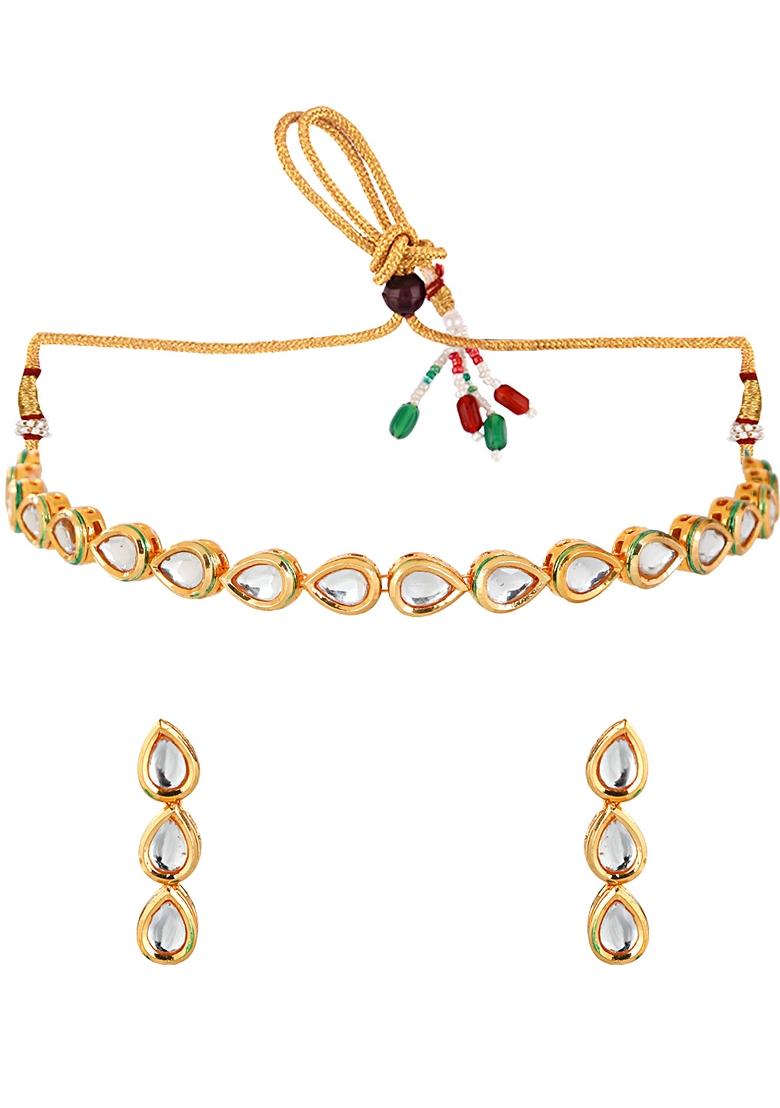 Gold Kundan Studded Necklace Set