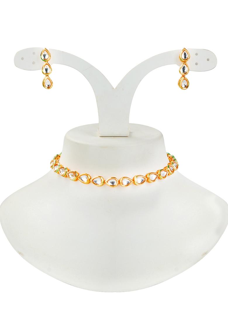Gold Kundan Studded Necklace Set