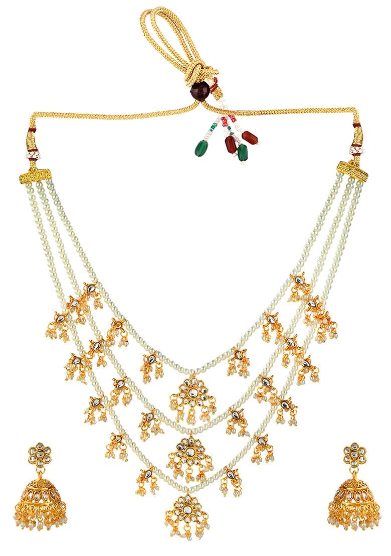 White Pearl Necklace Set - Indya