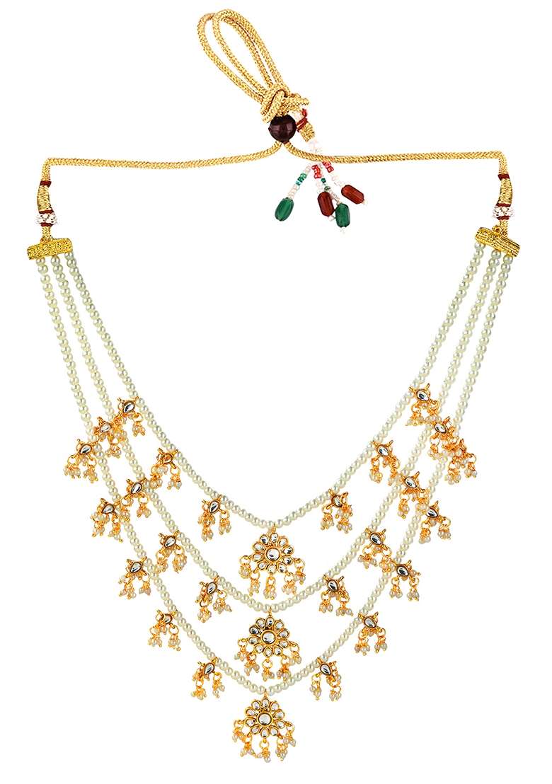White Pearl Necklace Set - Indya
