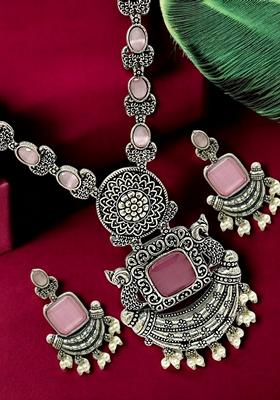 Silver Oxidised Necklace Set